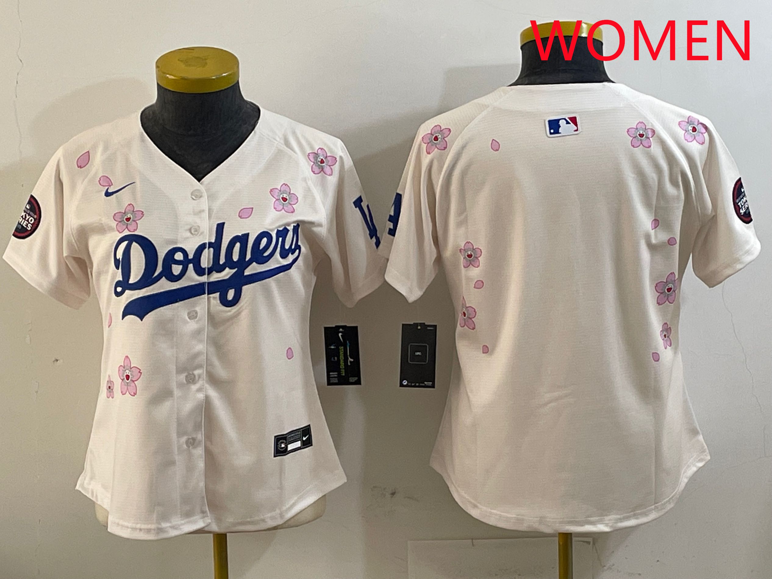 Women Los Angeles Dodgers Blank Cream Sakura Edition 2025 Nike MLB Jersey style 1